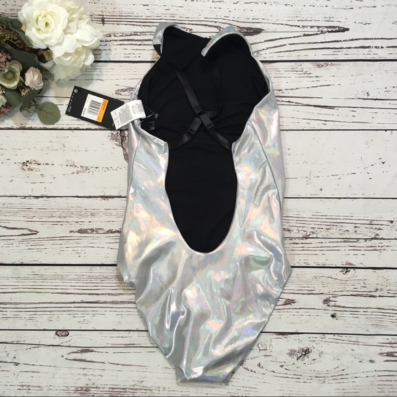 Nike flash silver high neck one piece swimsuit NWT - Picture 6 of 6